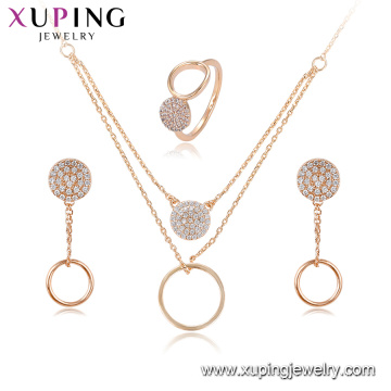 64520 Xuping wholesale Environmental Copper 18k gold filled jewelry sets ladies jewellery